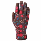 Tight Fitting Gardening Work Gloves Synthetic Leather Spandex Floral Printing